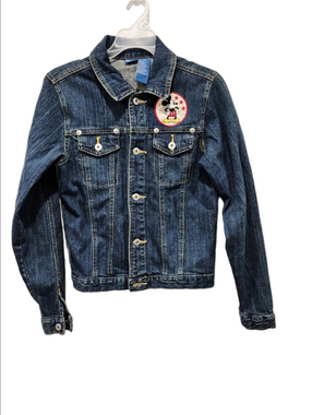 Disney Mickey Mouse Embroidered Denim Trucker Jacket Women's L